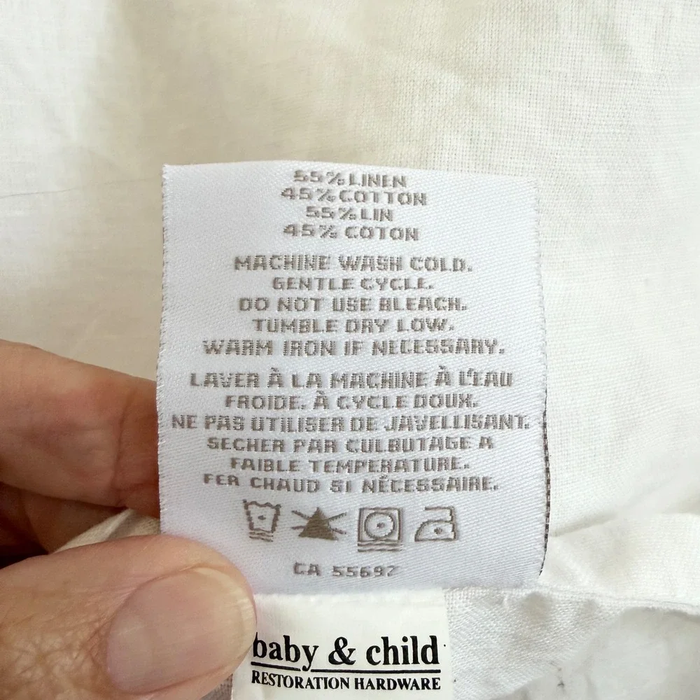 Restoration Hardware Baby & Child White Linen Cotton Ruffle Sham Pillowcase Set
